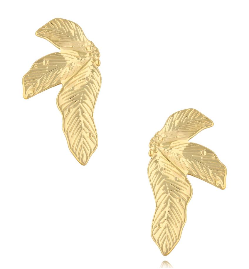 Kolczyki liście złote Textured Leaf KSA2126