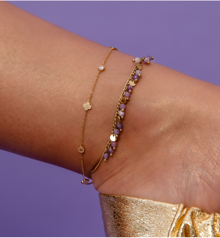 Bransoletka na nogę z ametystami Paradise Jewels BNPA0018
