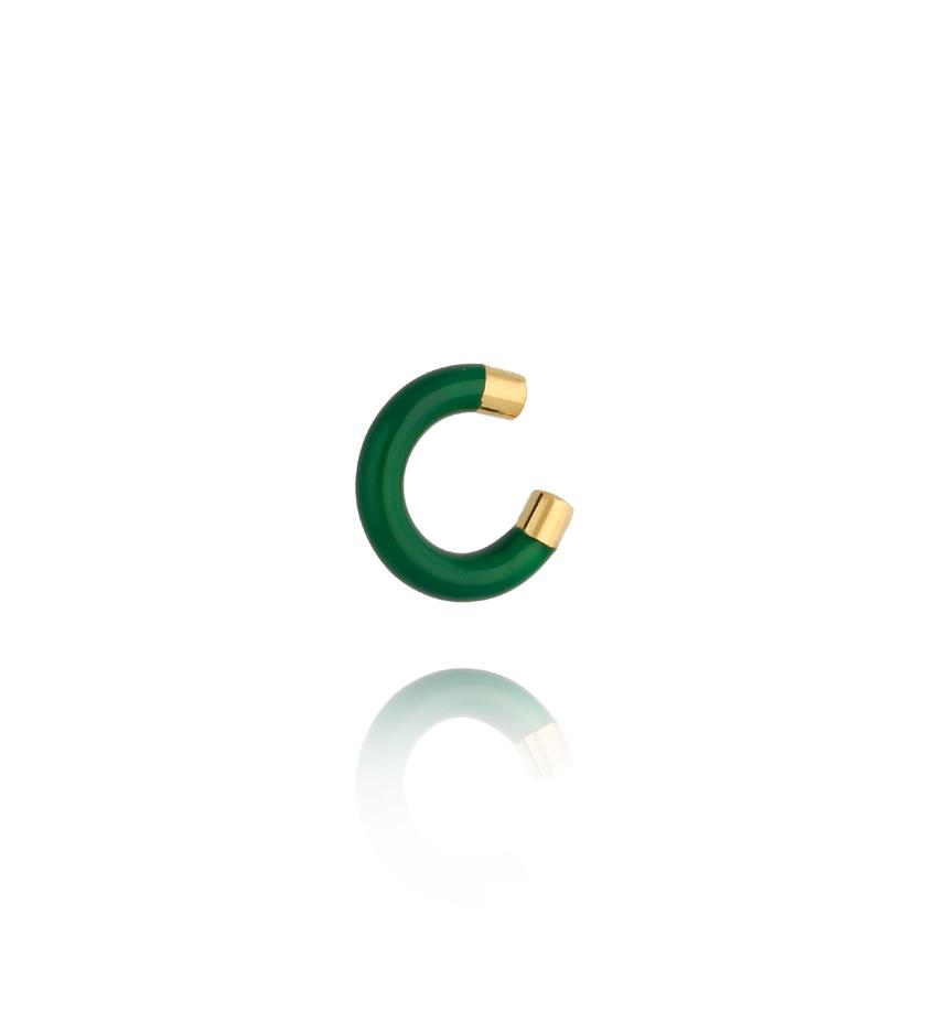 Nausznica z zieloną emalią mniejsza Enamel KSA0954