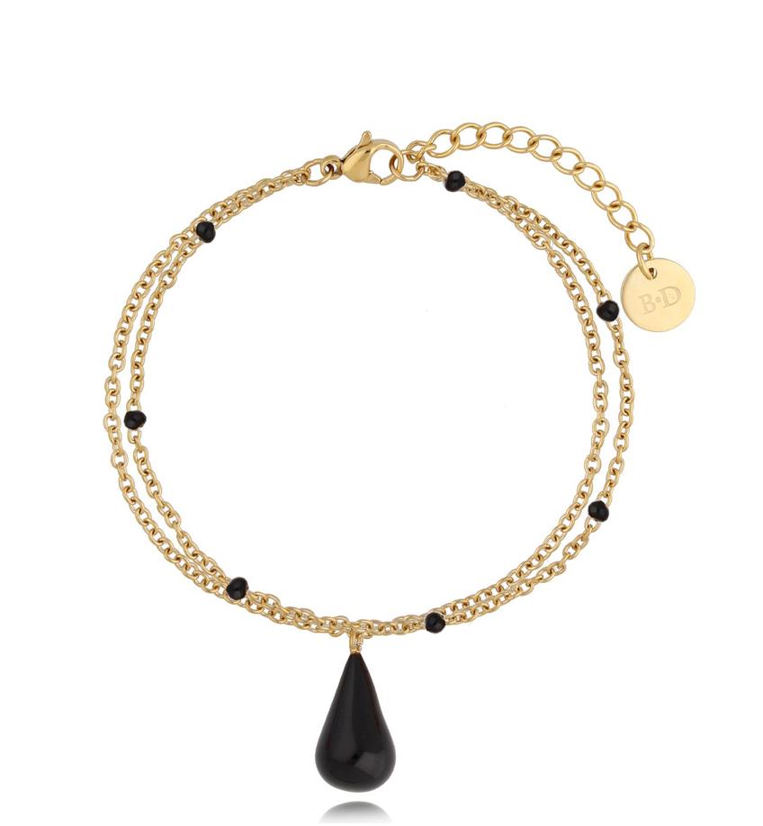Bransoletka z czarną emalią Enamel Drop BSA0304