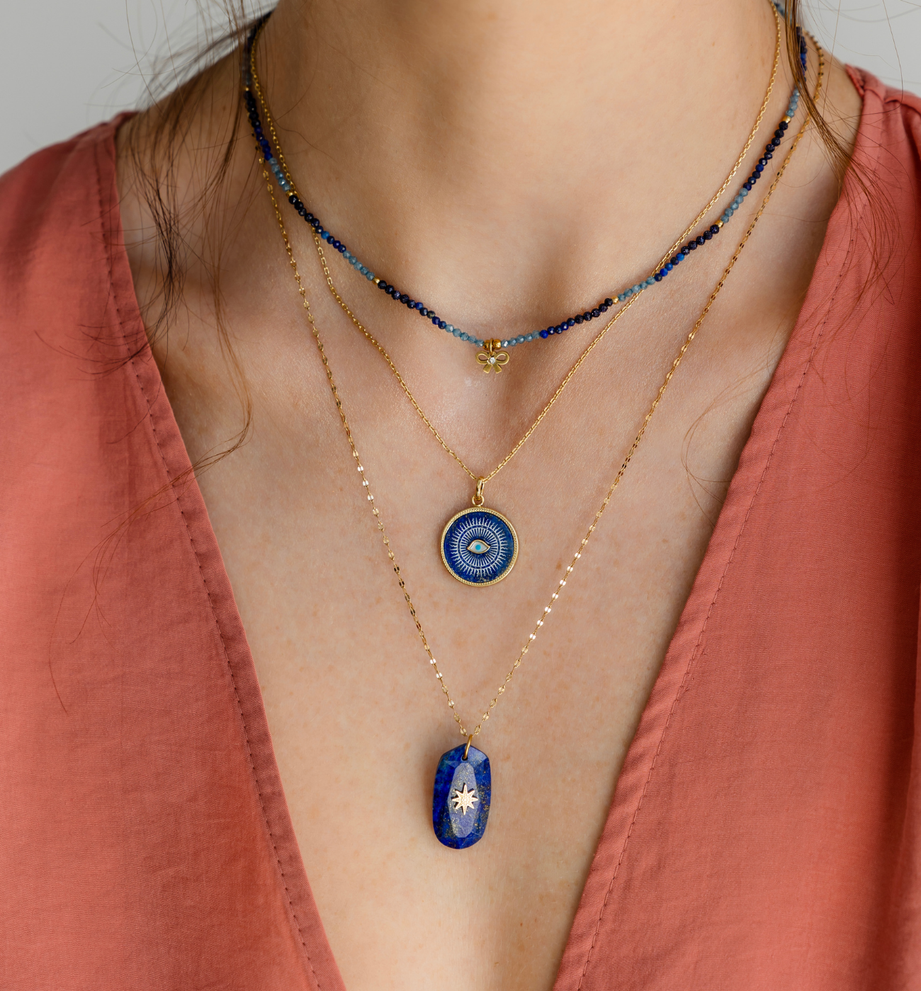 Biżuteria z lapisu lazuli, lapis lazuli - złota i srebrna - By