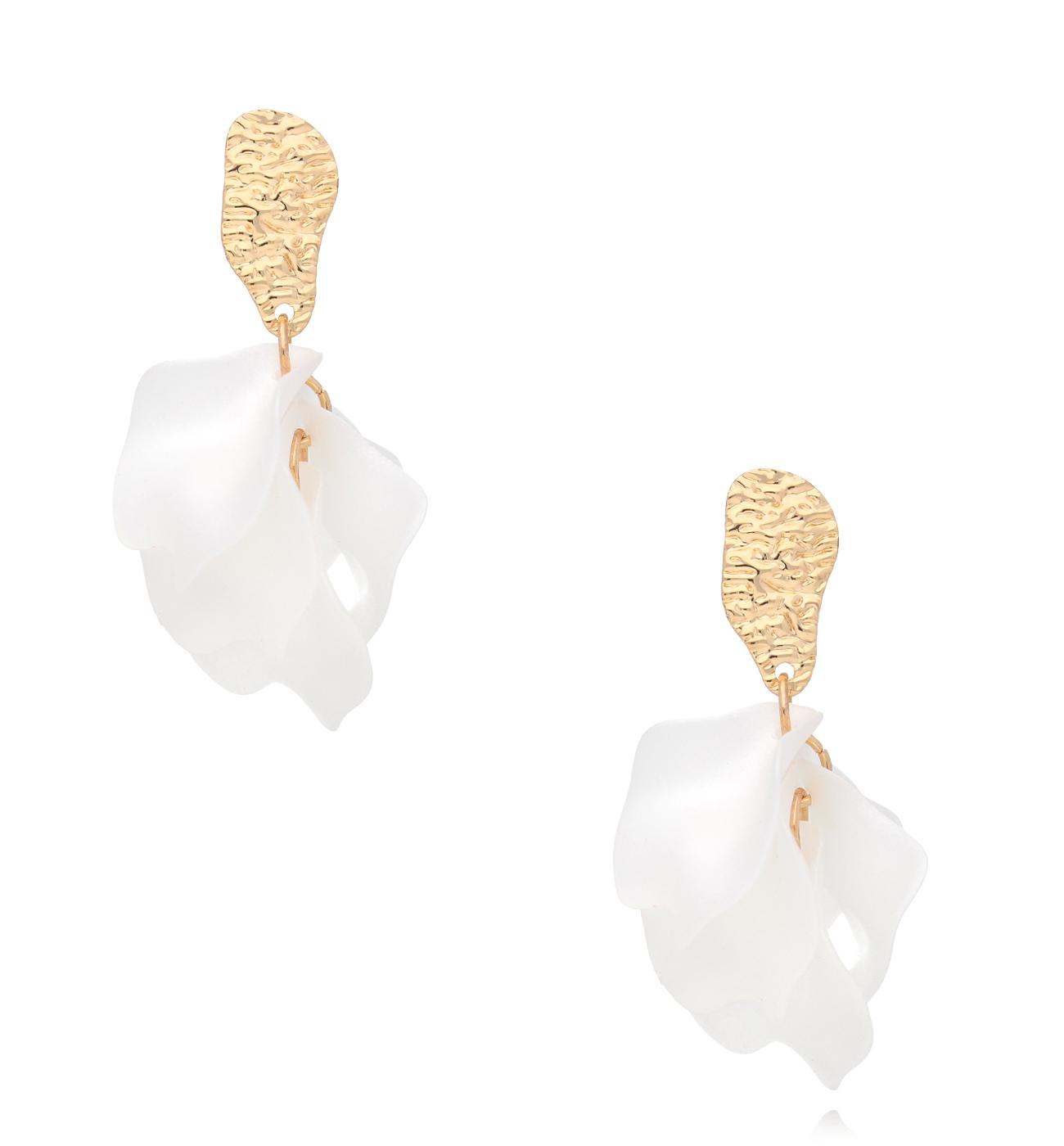 Kolczyki białe z płatkami Coloré KFF0149 – By Dziubeka