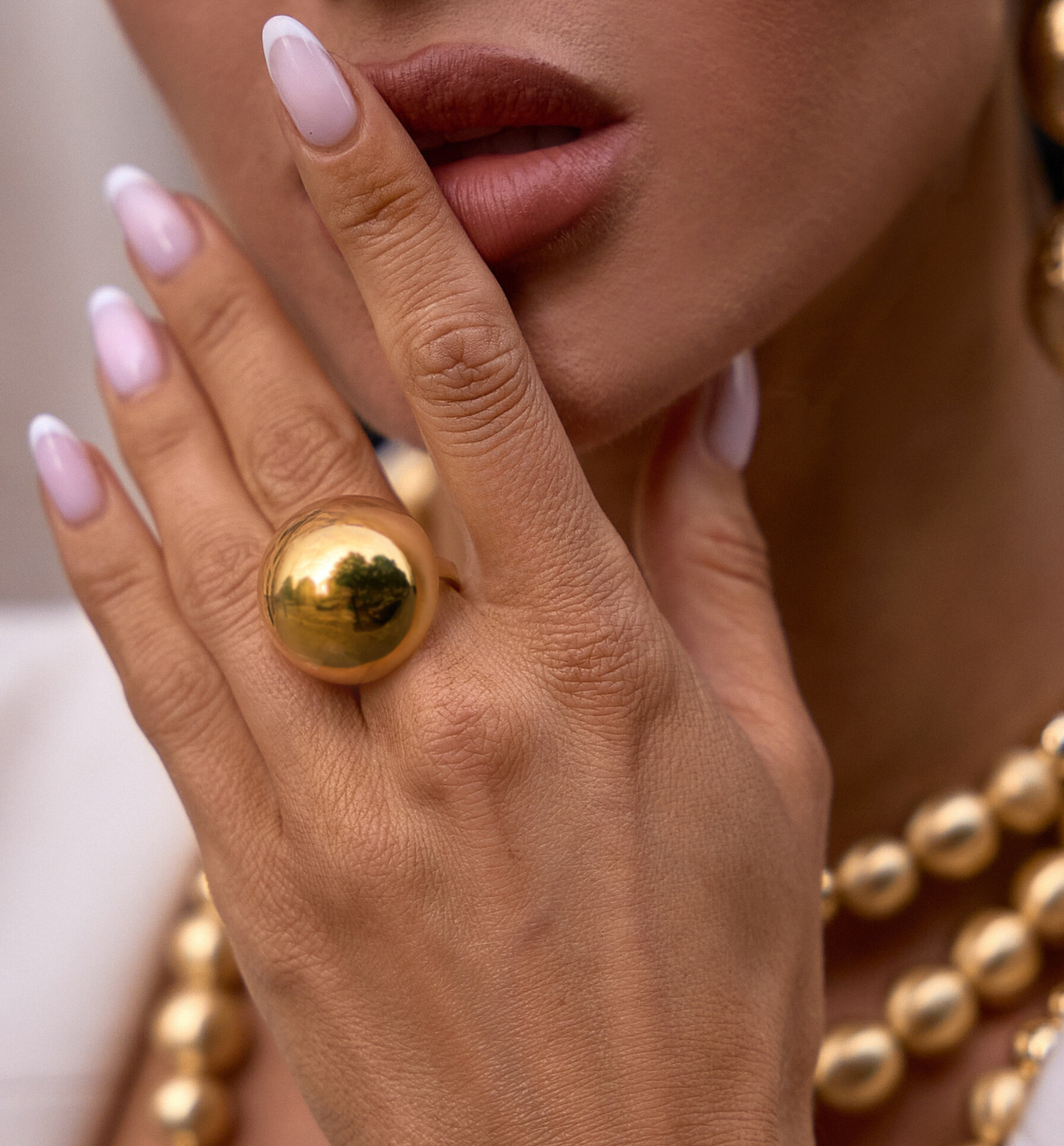 rumiko.cielさま Pierścionek z półkulą złoty duży Geometric Harmony PSA0977