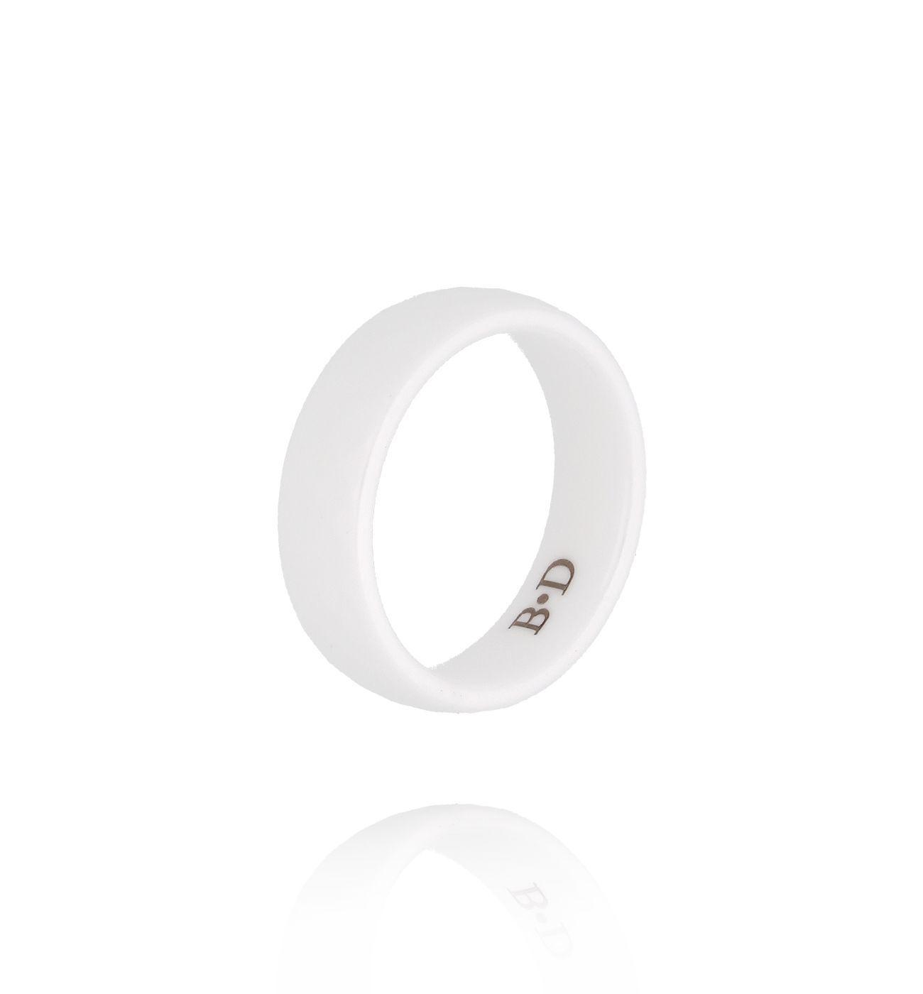 Obrączka z ceramiki biała PFE0088 – By Dziubeka